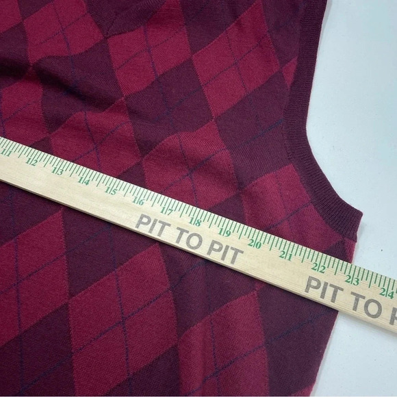 Club Room Vest L Merino Wool Argyle Purple Red 0613 - Picture 6 of 7